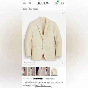 NWOT J. Crew Ludlow Slim-fit unstructured suit jacket 44R